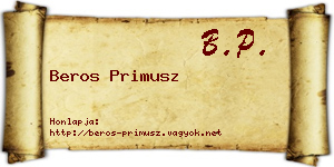 Beros Primusz névjegykártya